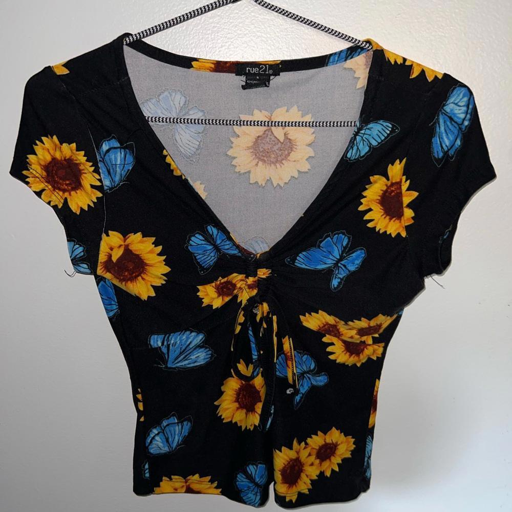 Rue21 Sunflower & Butterfly Drawstring Top - Size Small